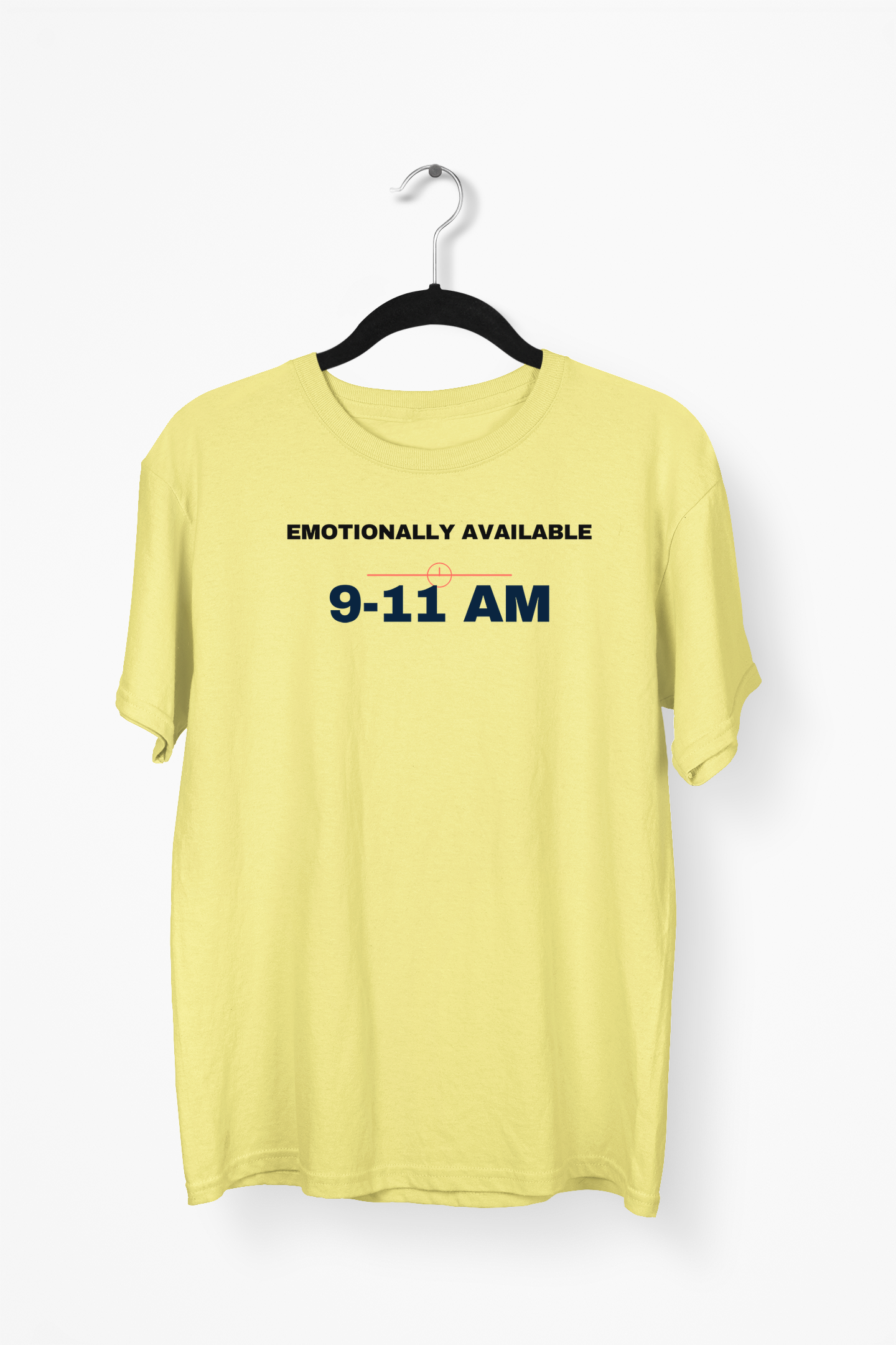 Emotionally Available 9–11 AM Premium Tee — Yellow
