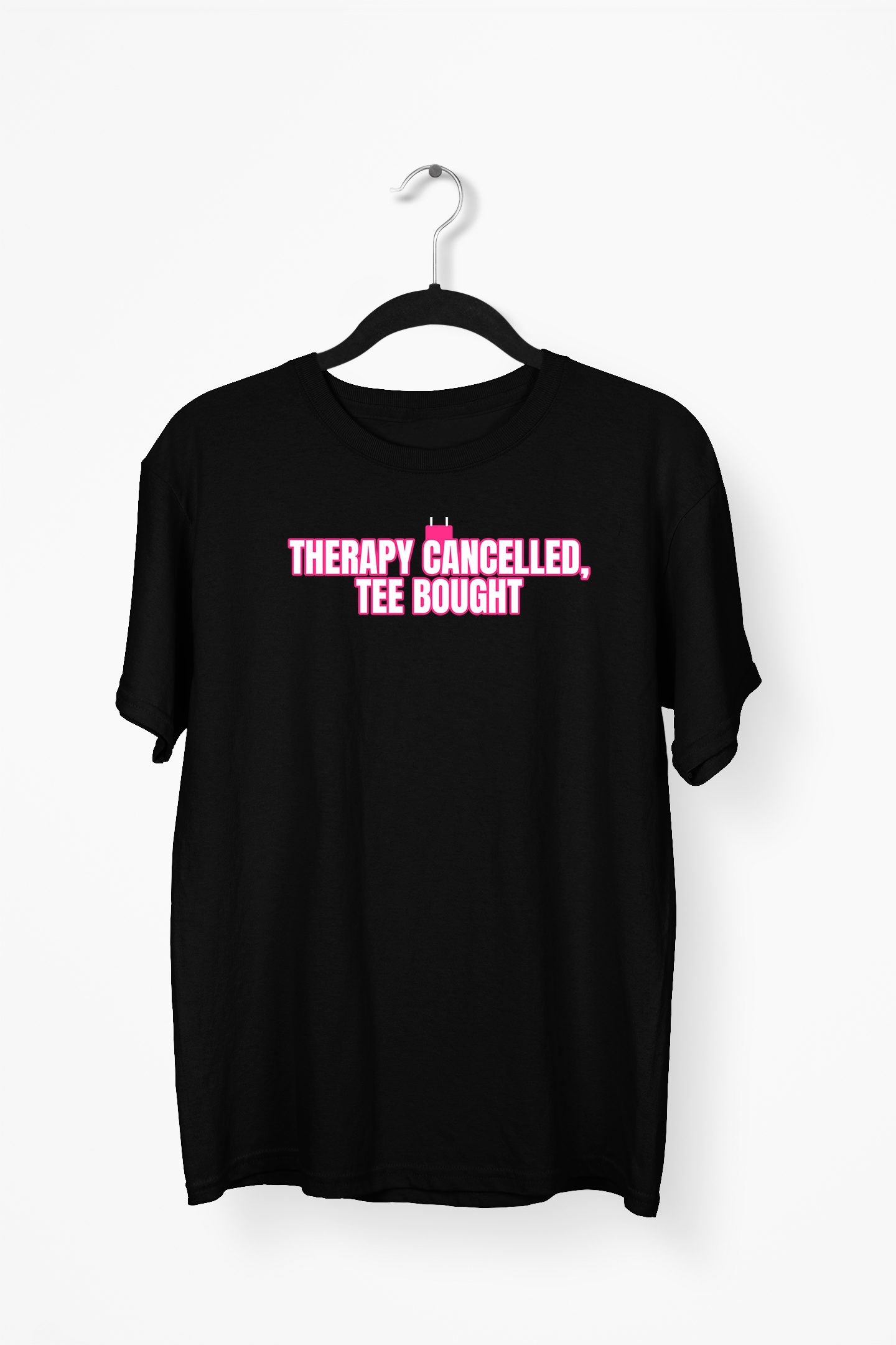 Therapy Cancelled, Tee Bought Premium Tee — Black