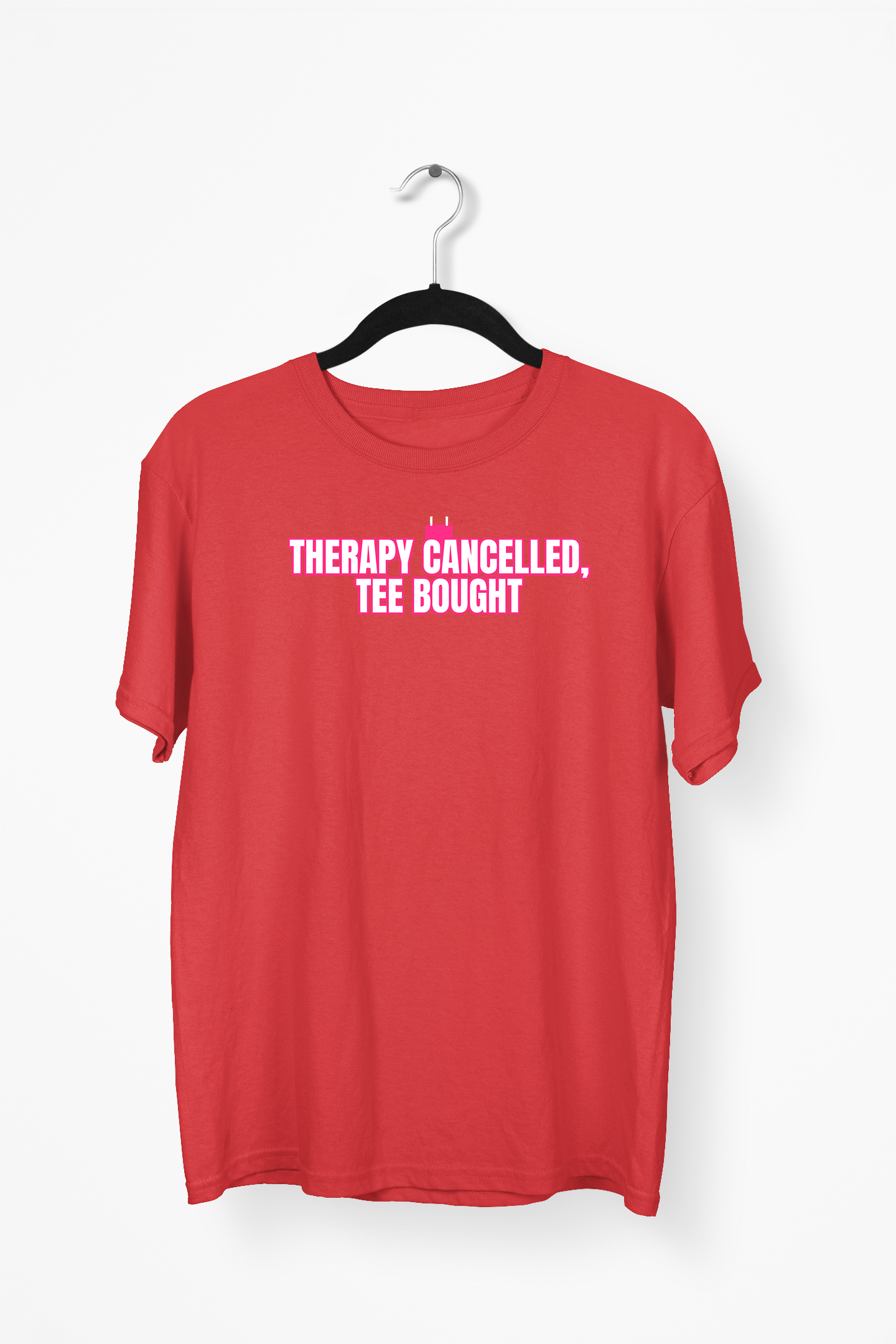 Therapy Cancelled, Tee Bought Premium Tee — Red