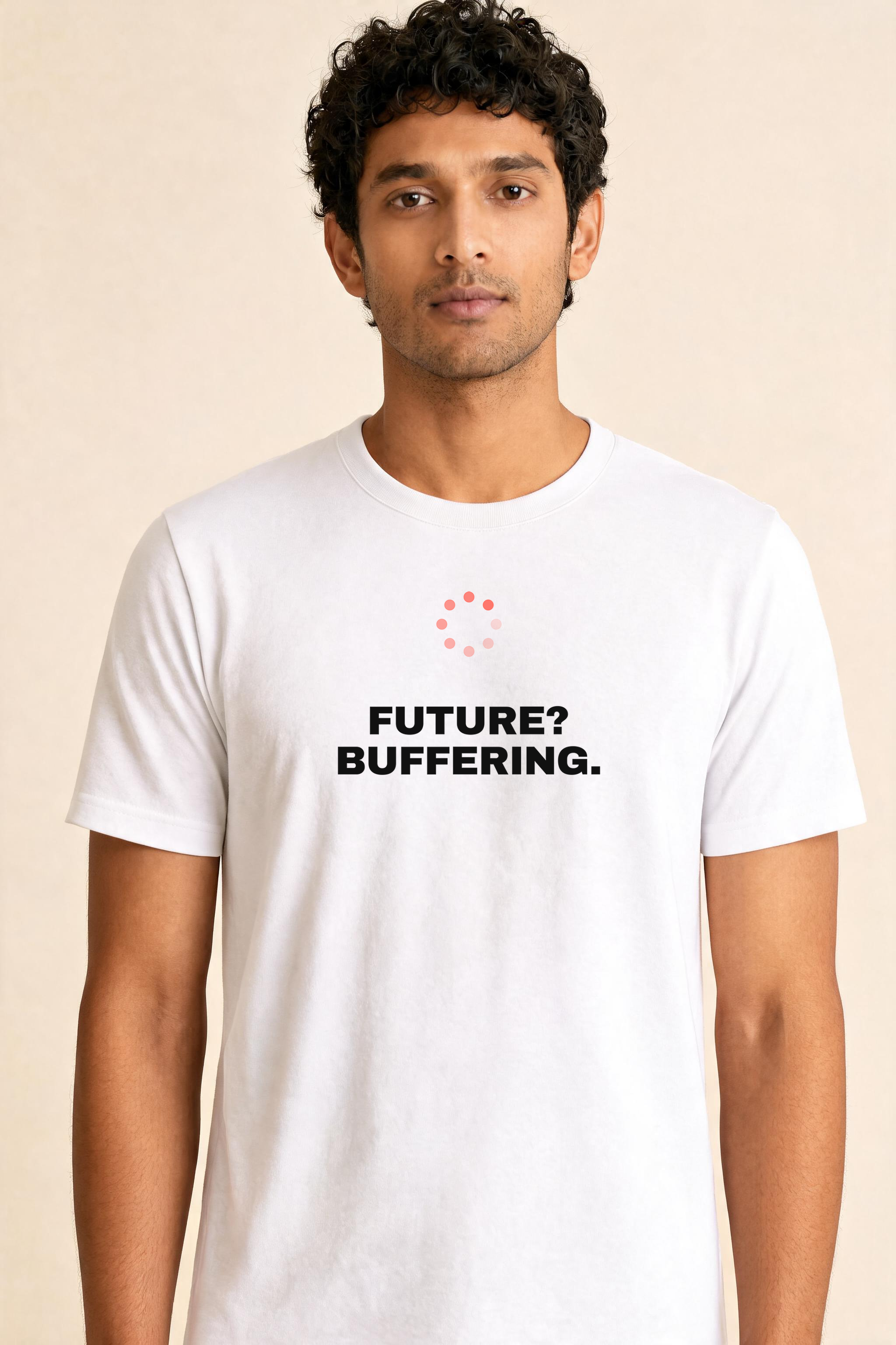 Future Buffering Premium Tee — Male Model (White)