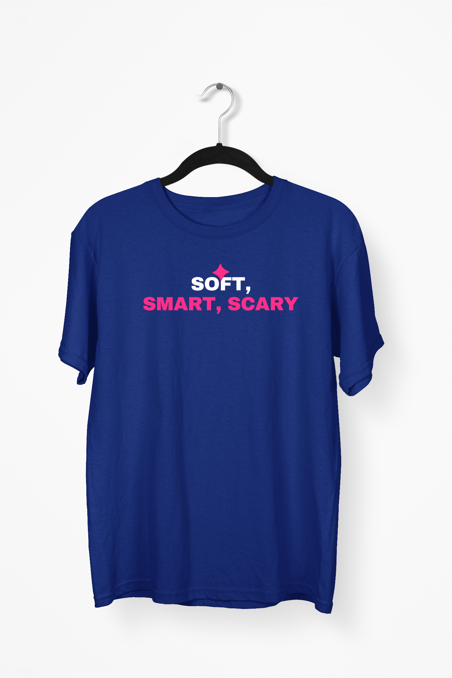 Soft, Smart, Scary Premium Tee — Navy Blue