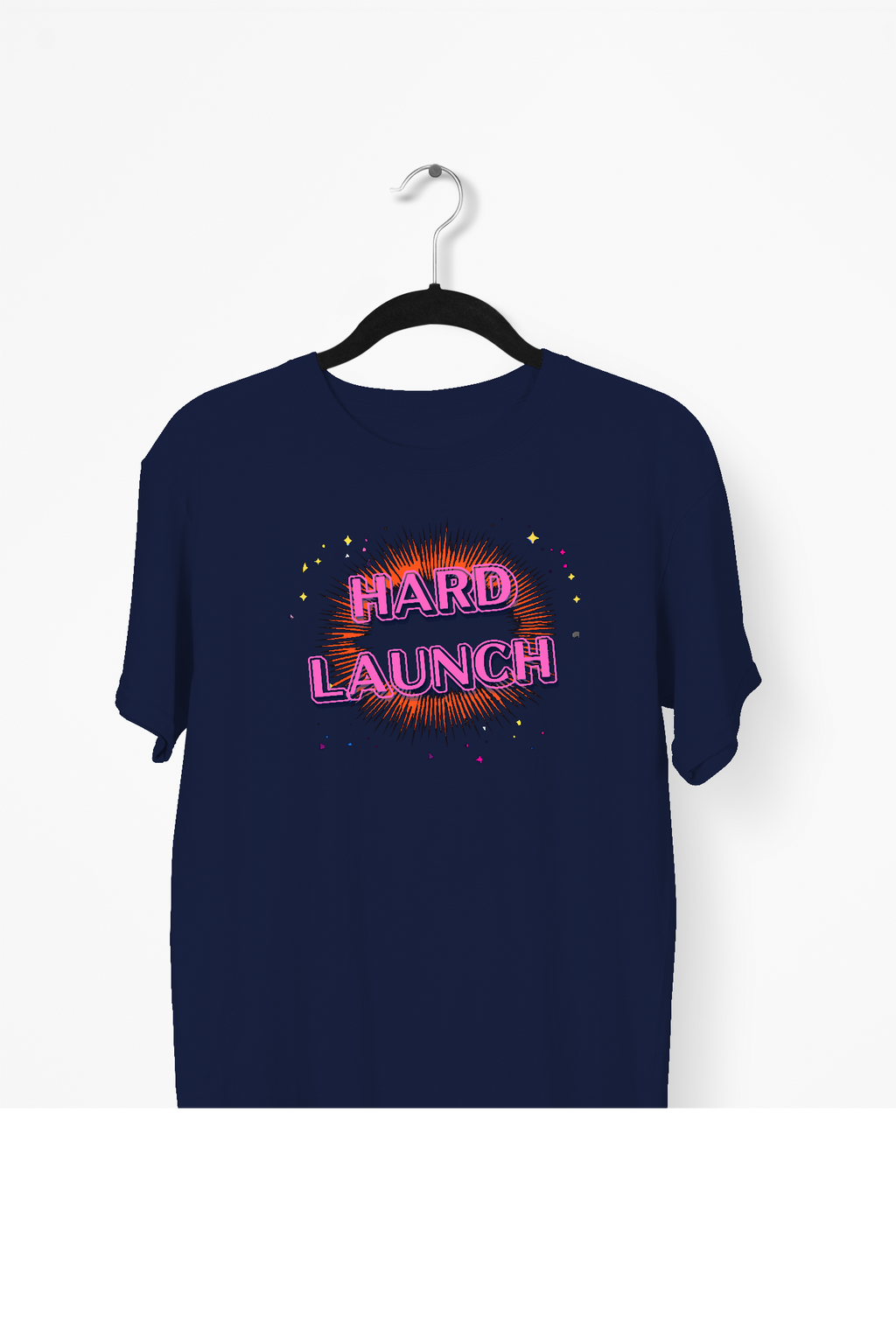 Hard Launch Bubble Letters Premium Tee — Navy Blue