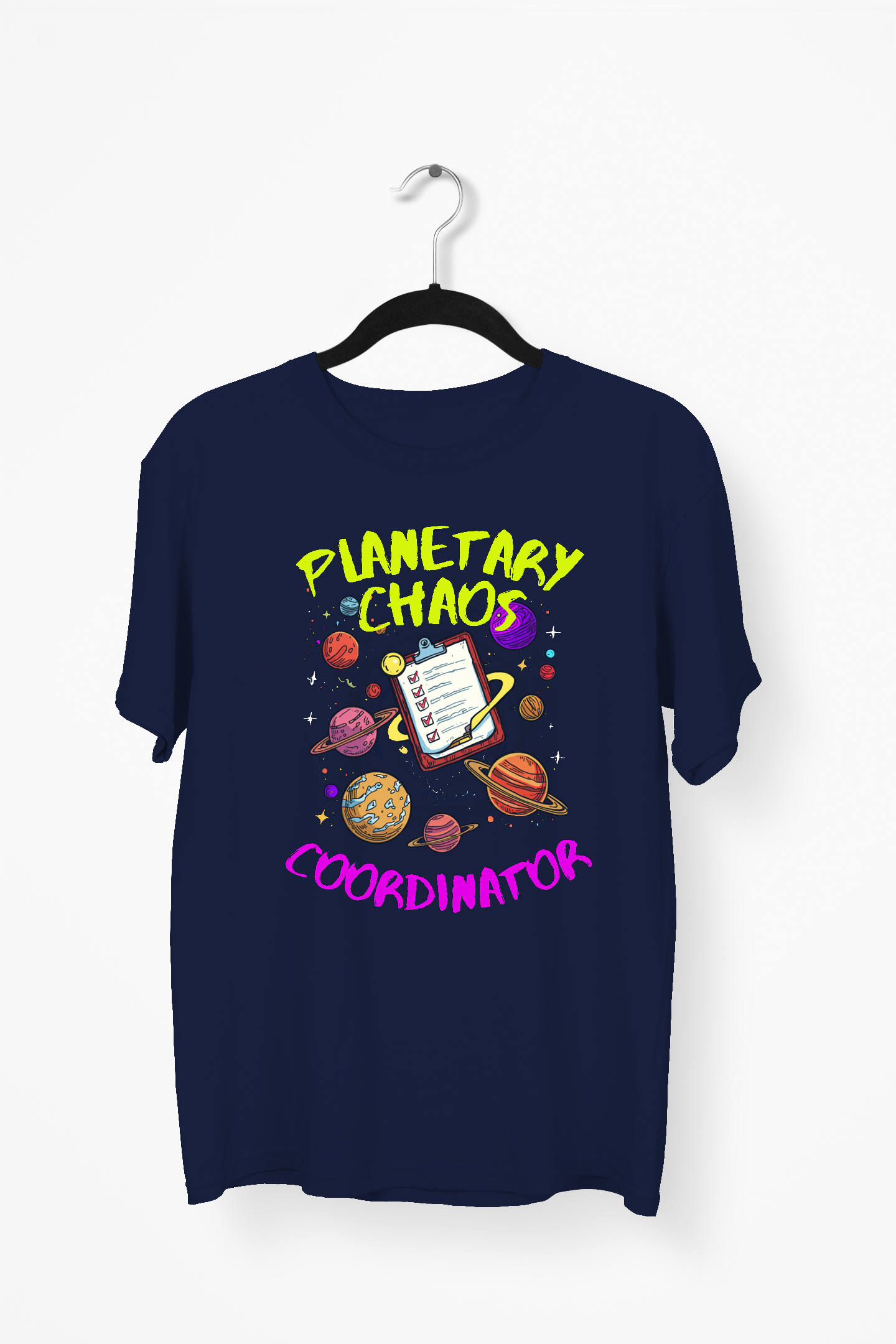 Chaotic Solar System Premium Tee — Navy Blue