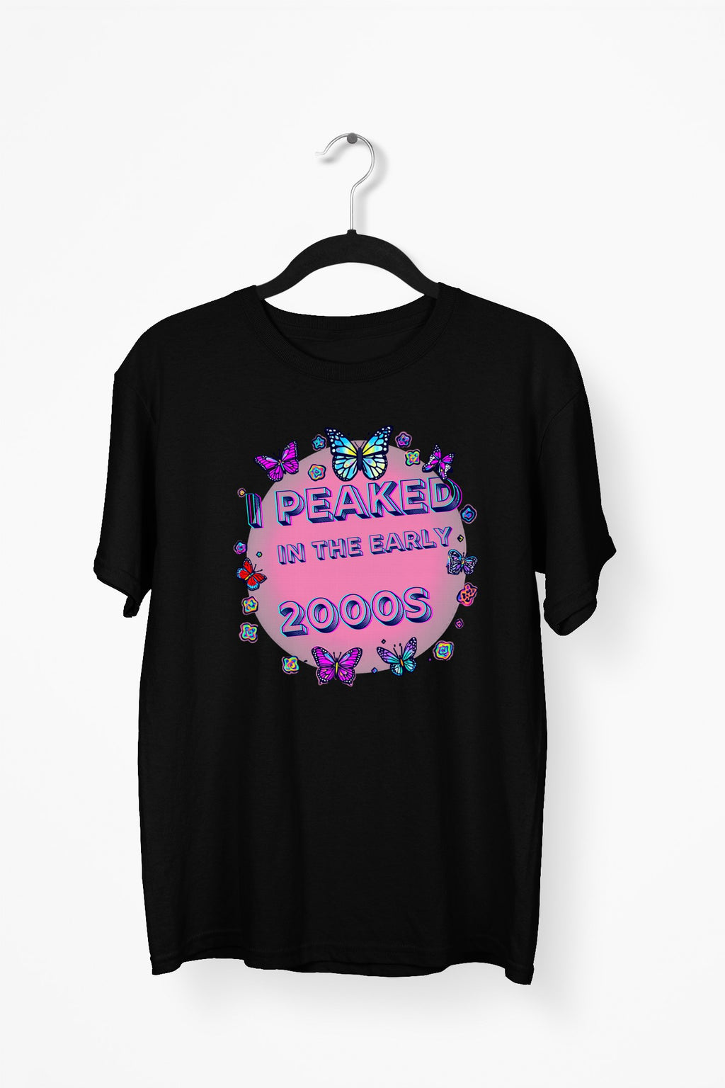 Y2K Chrome Premium Tee - Black flat mockup