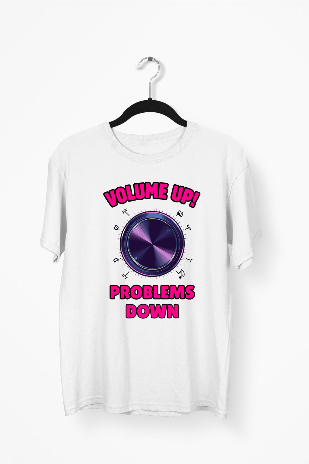 Neon Volume Knob Premium Tee - White flat mockup