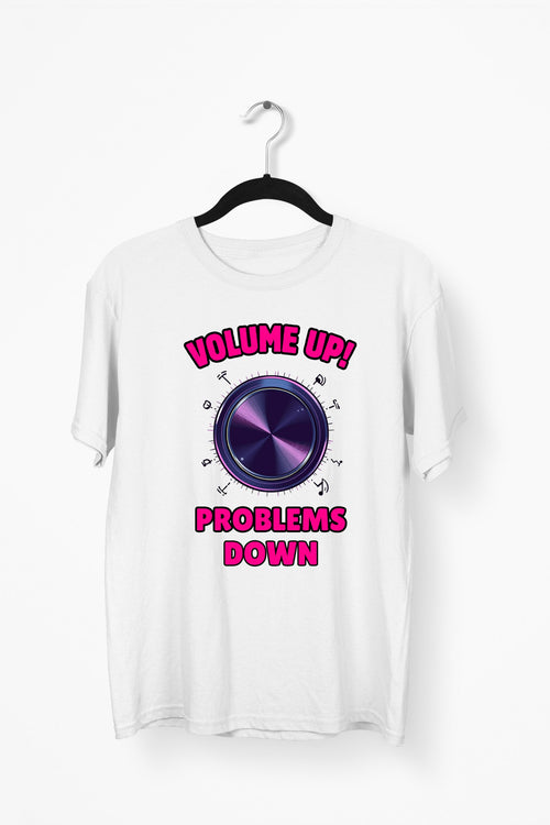 Neon Volume Knob Premium Tee - White flat mockup
