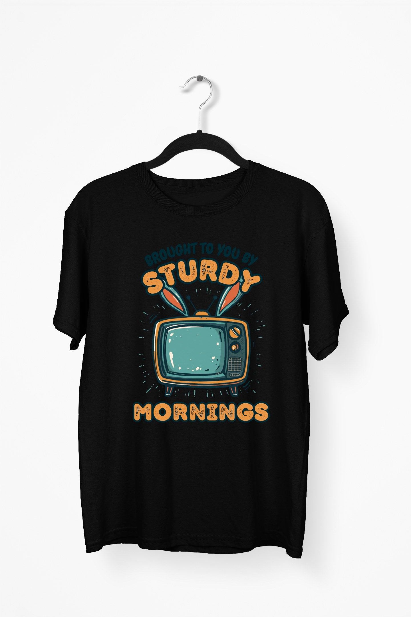Retro TV Premium Tee - Black flat mockup