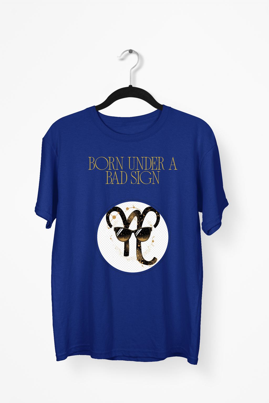 Born Under A Bad Sign Premium Tee — Navy Blue