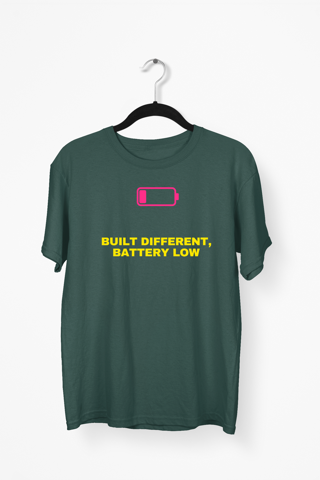 Built Different Battery Low Premium Tee — Bottle Green