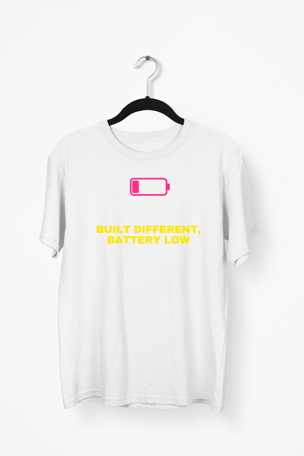 Built Different Battery Low Premium Tee — White