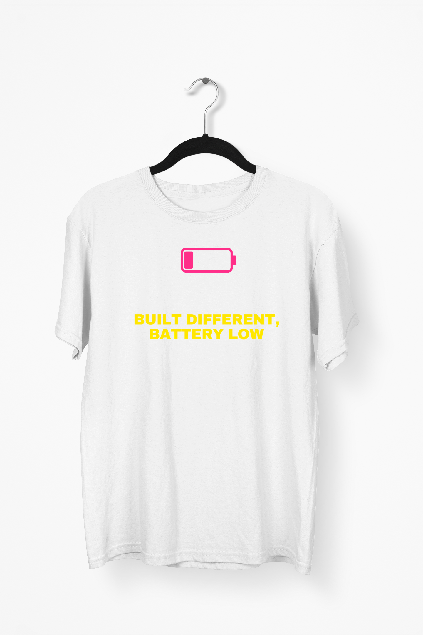 Built Different Battery Low Premium Tee — White