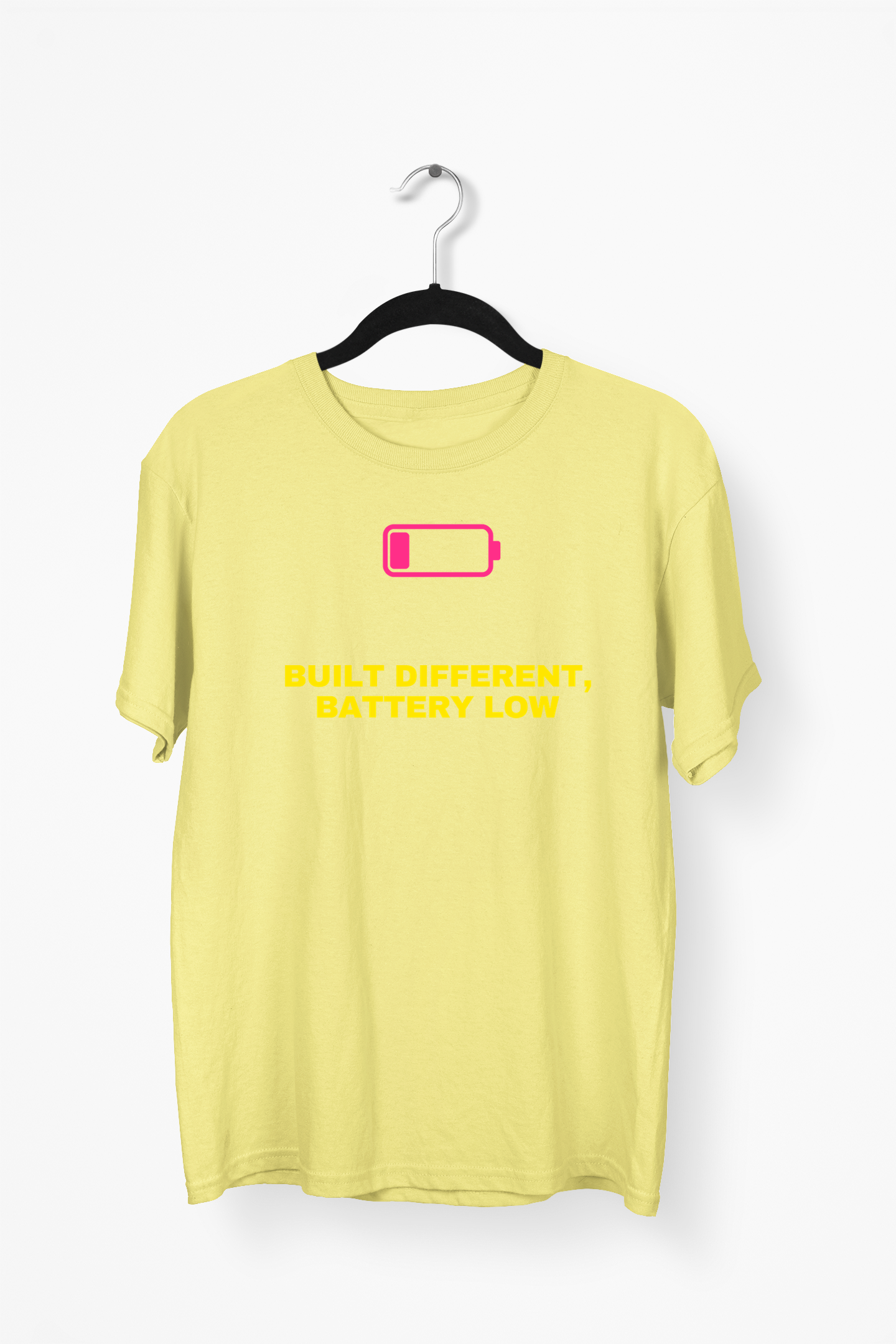 Built Different Battery Low Premium Tee — Yellow