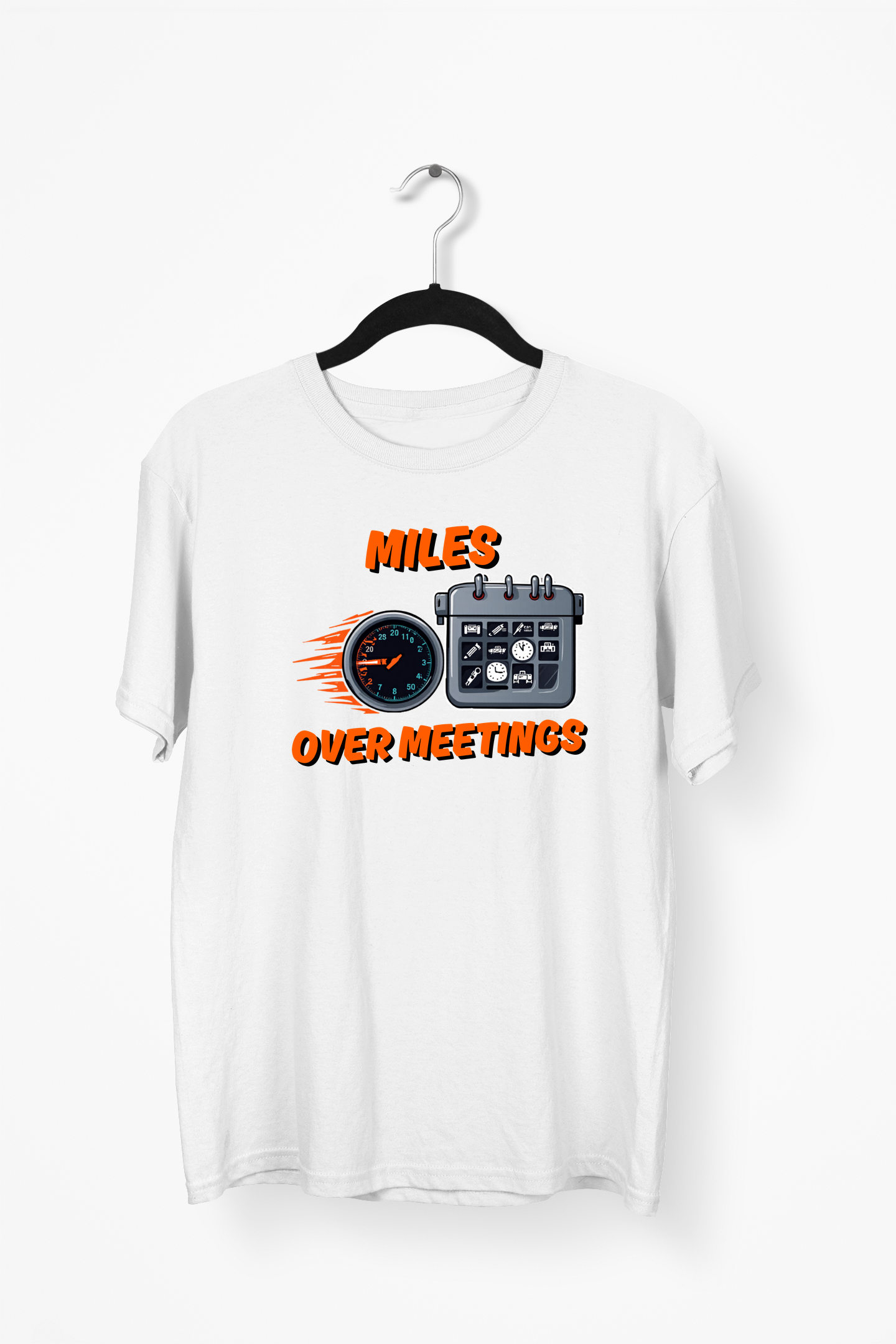 Miles Over Meetings Premium Tee — White