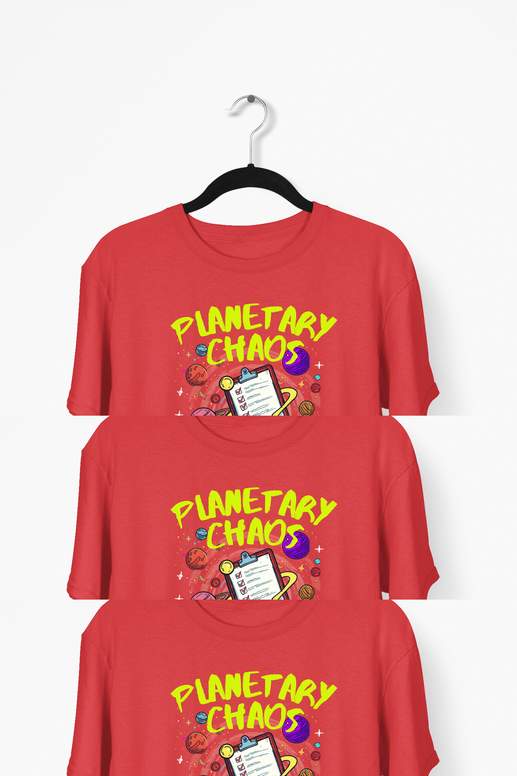 Chaotic Solar System Premium Tee — Red