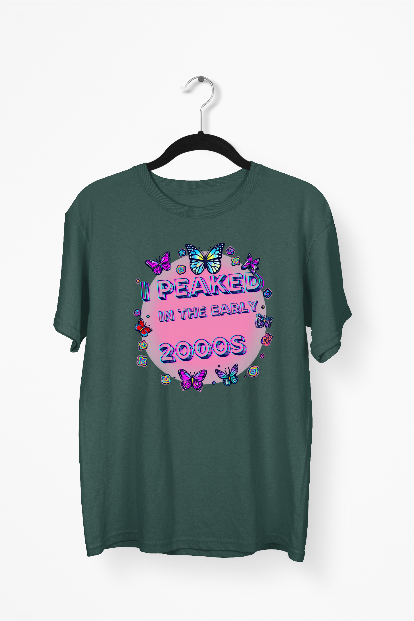 Y2K Chrome Premium Tee — Bottle Green