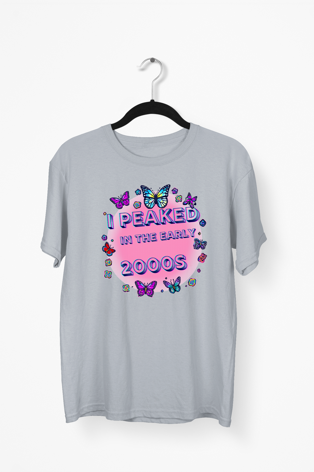 Y2K Chrome Premium Tee — Gray