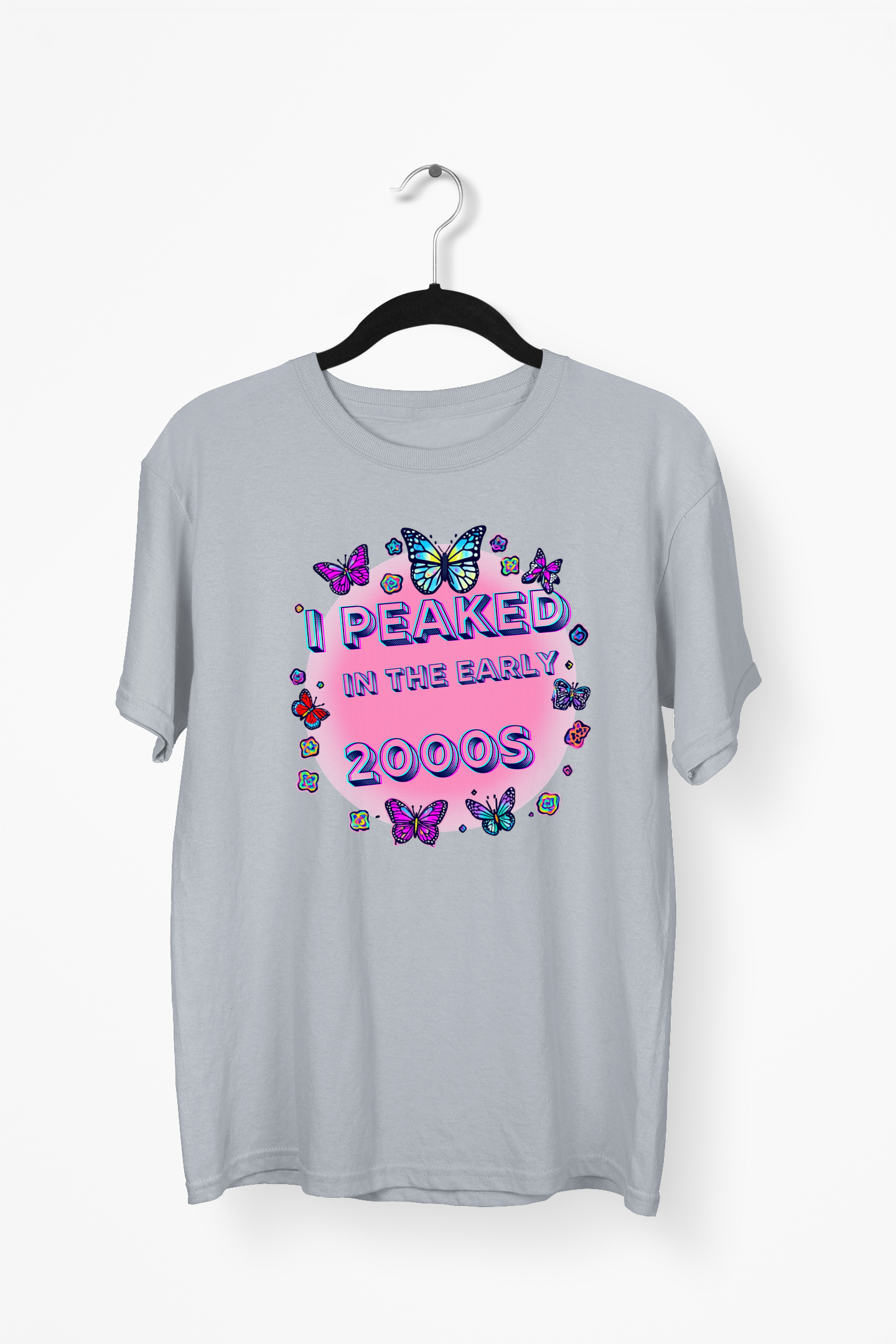 Y2K Chrome Premium Tee — Gray