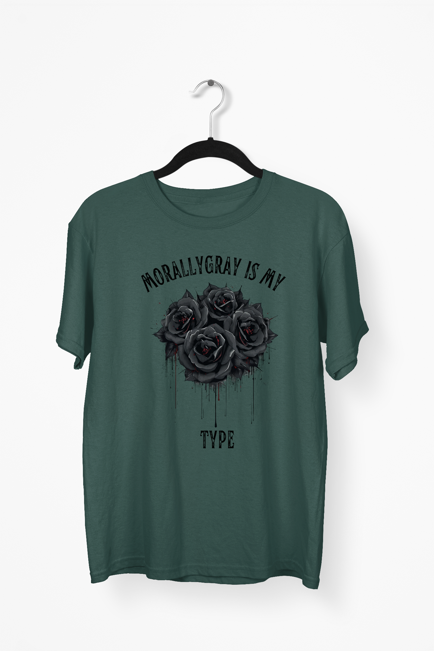 Gothic Roses Premium Tee — Bottle Green