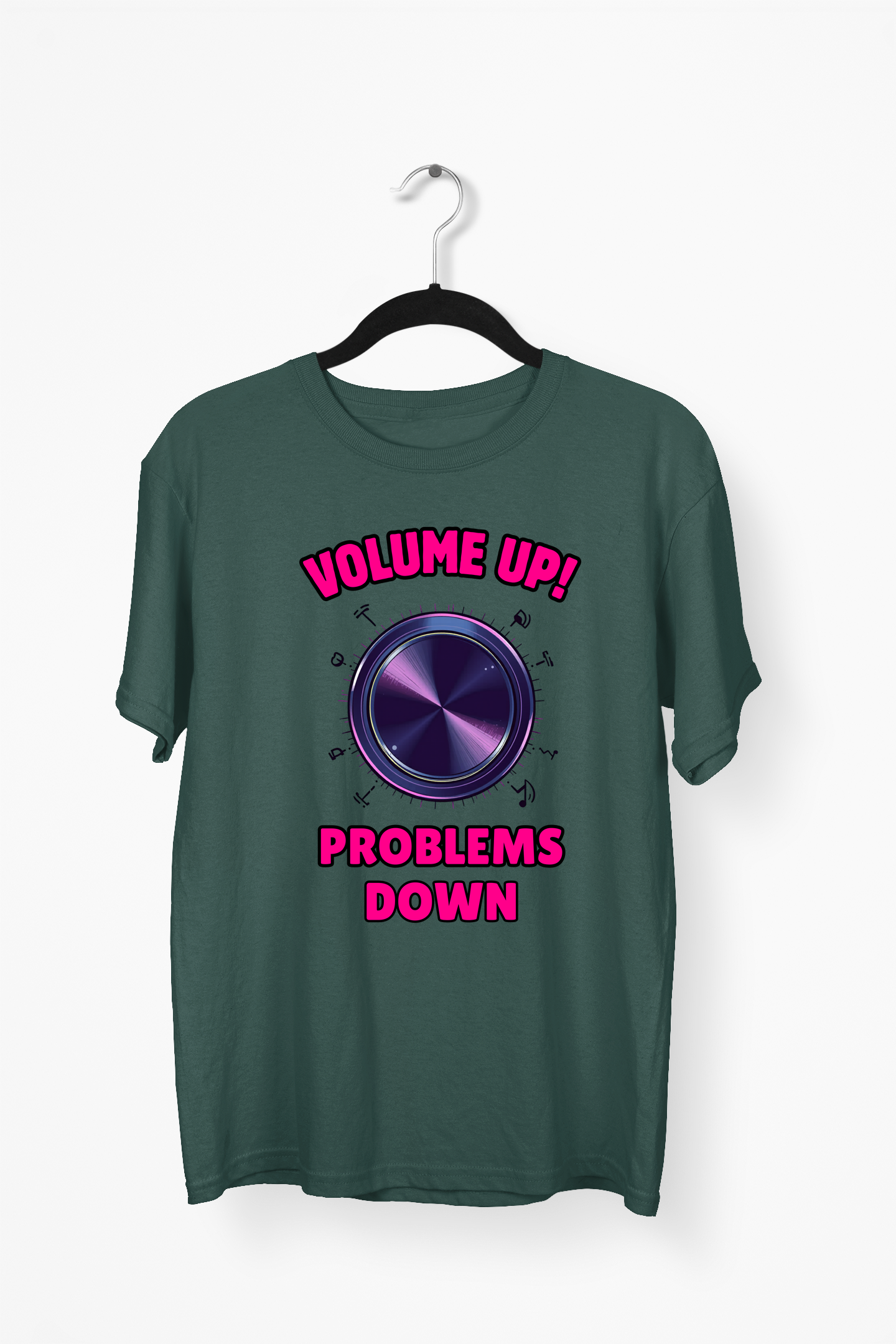 Neon Volume Knob Premium Tee — Bottle Green