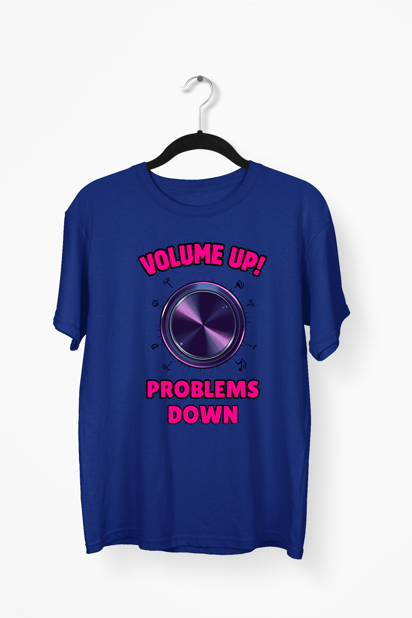 Neon Volume Knob Premium Tee — Navy Blue