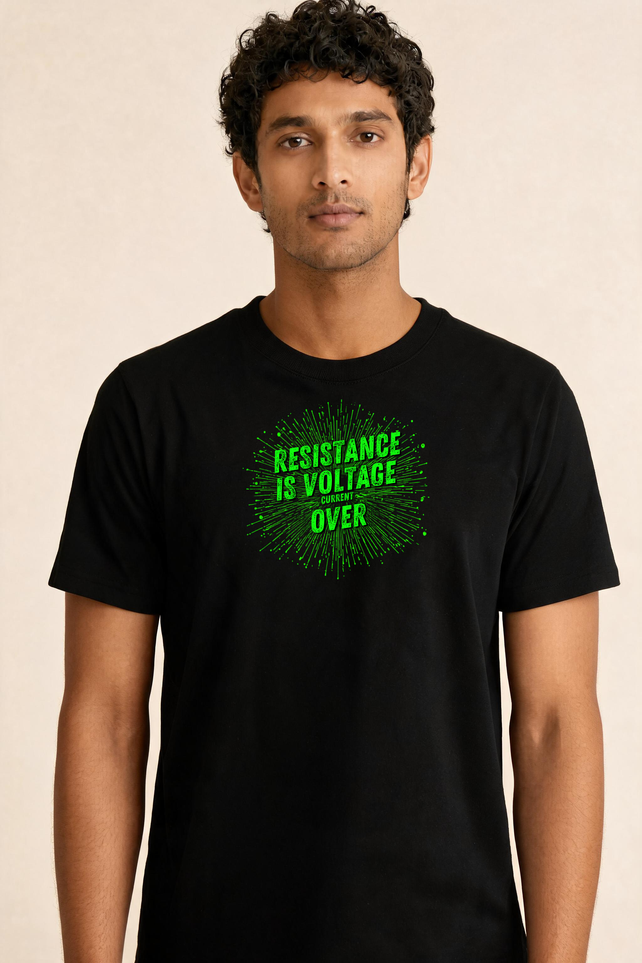 Bold Quirky T Shirt With Circuit Board Design Premium Tee — Male Model (Black)