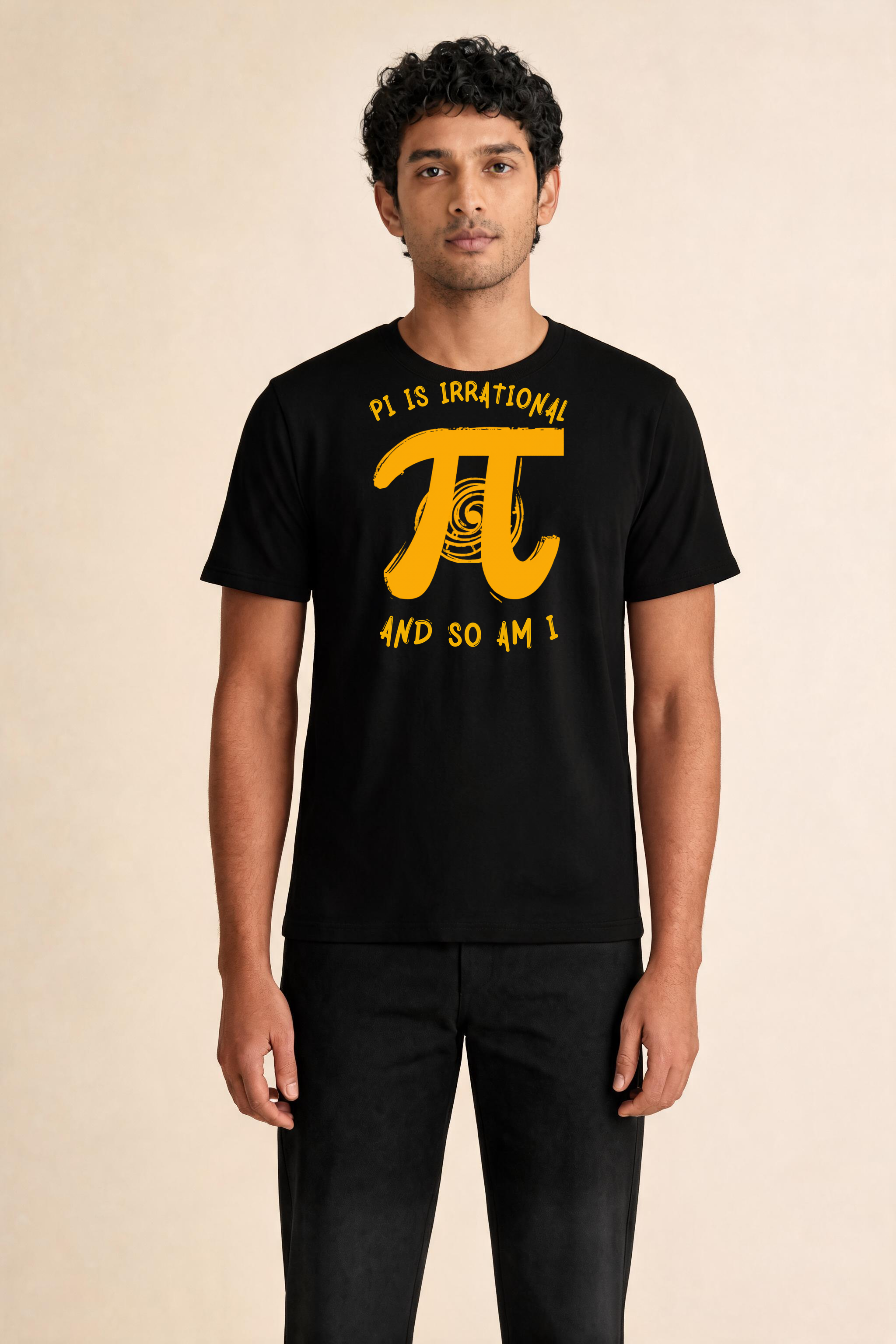 Bold T Shirt Design With Pi And Spiral Premium Tee — Male Model (Black)