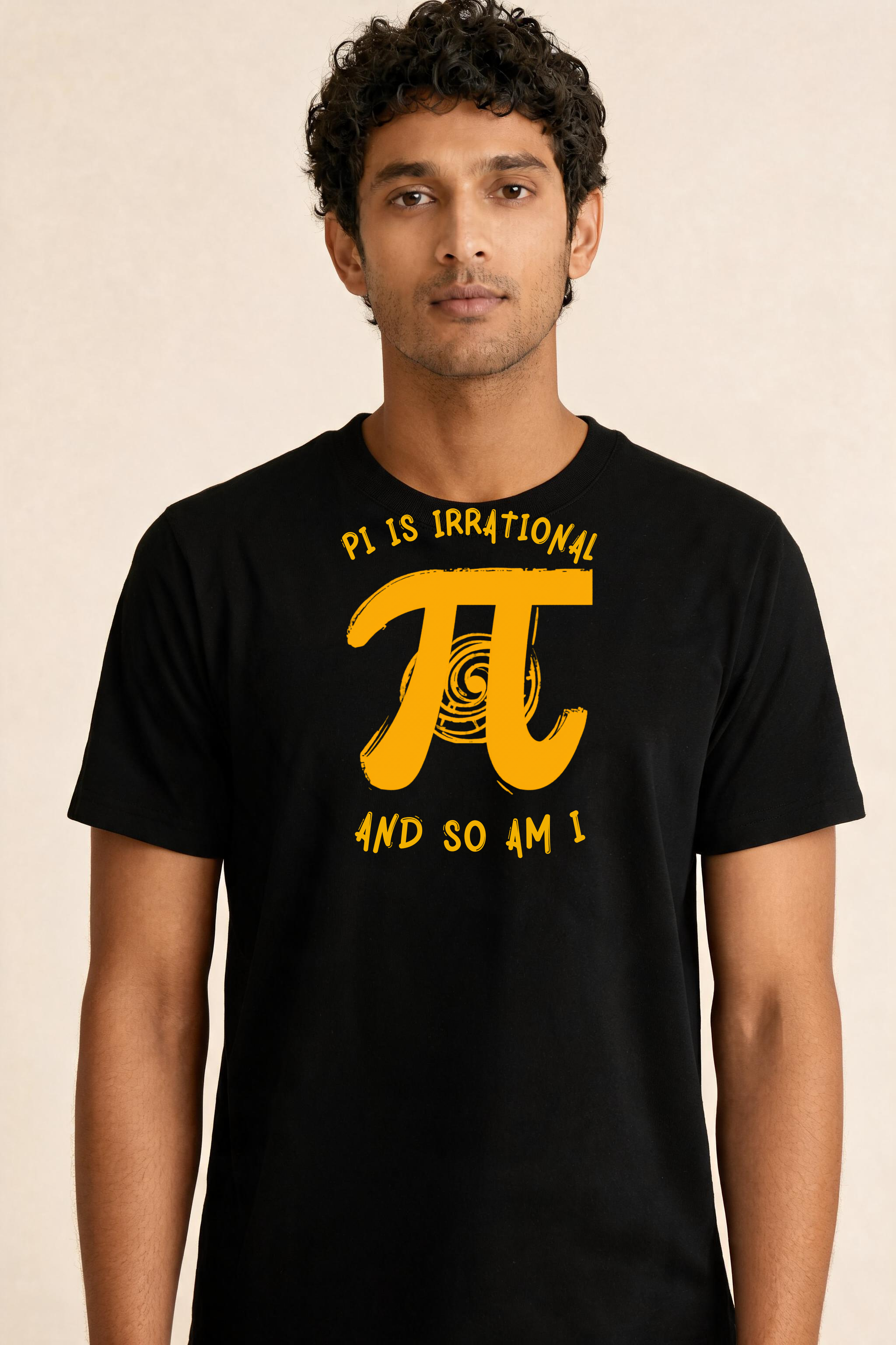 Bold T Shirt Design With Pi And Spiral Premium Tee — Male Model (Black)