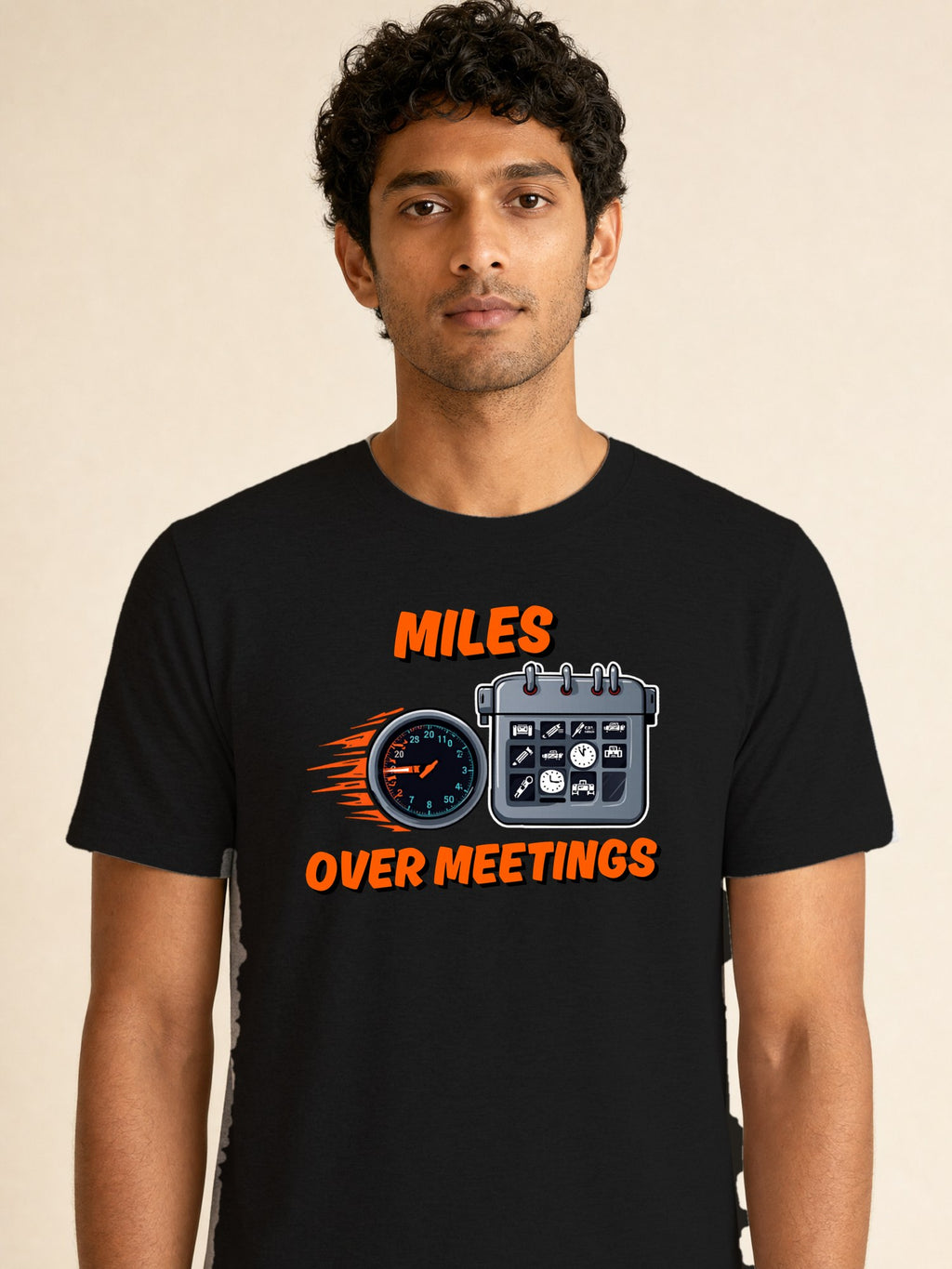 Miles Over Meetings - male model (closeup)