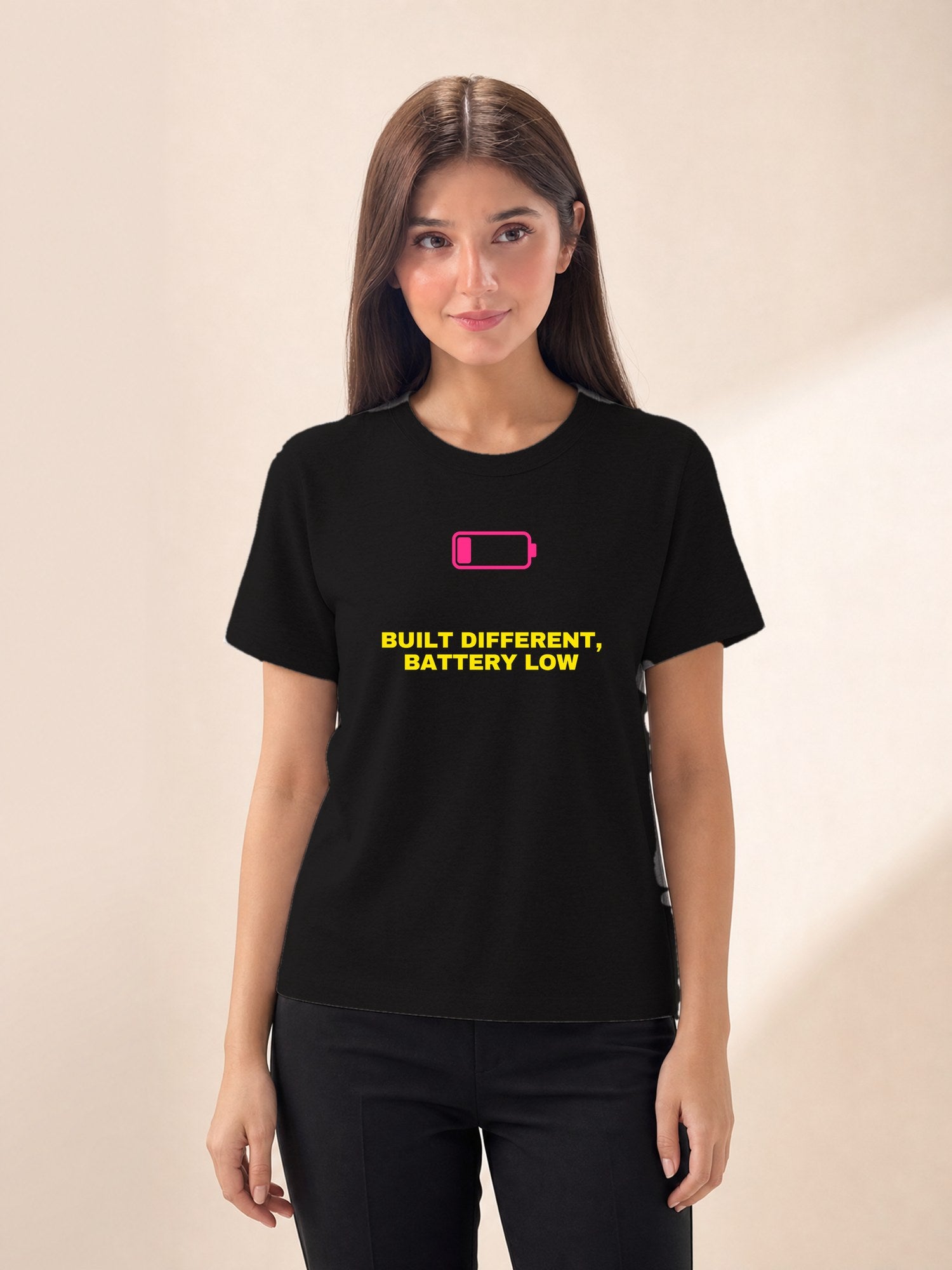 Built Different Battery Low - female model (full)