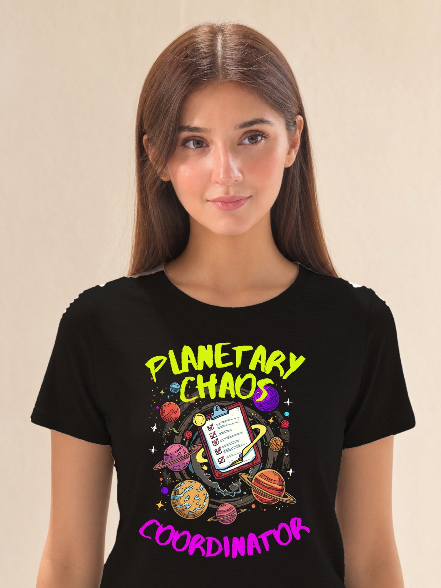 Chaotic Solar System - female model (closeup)