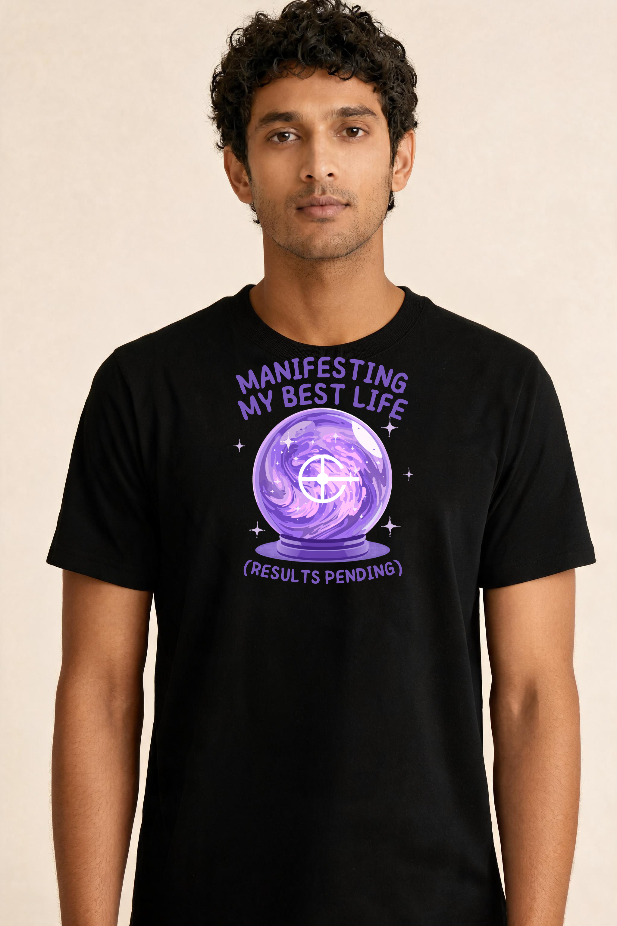 Crystal Ball T Shirt Design With Text 1 Premium Tee — Male Model (Black)