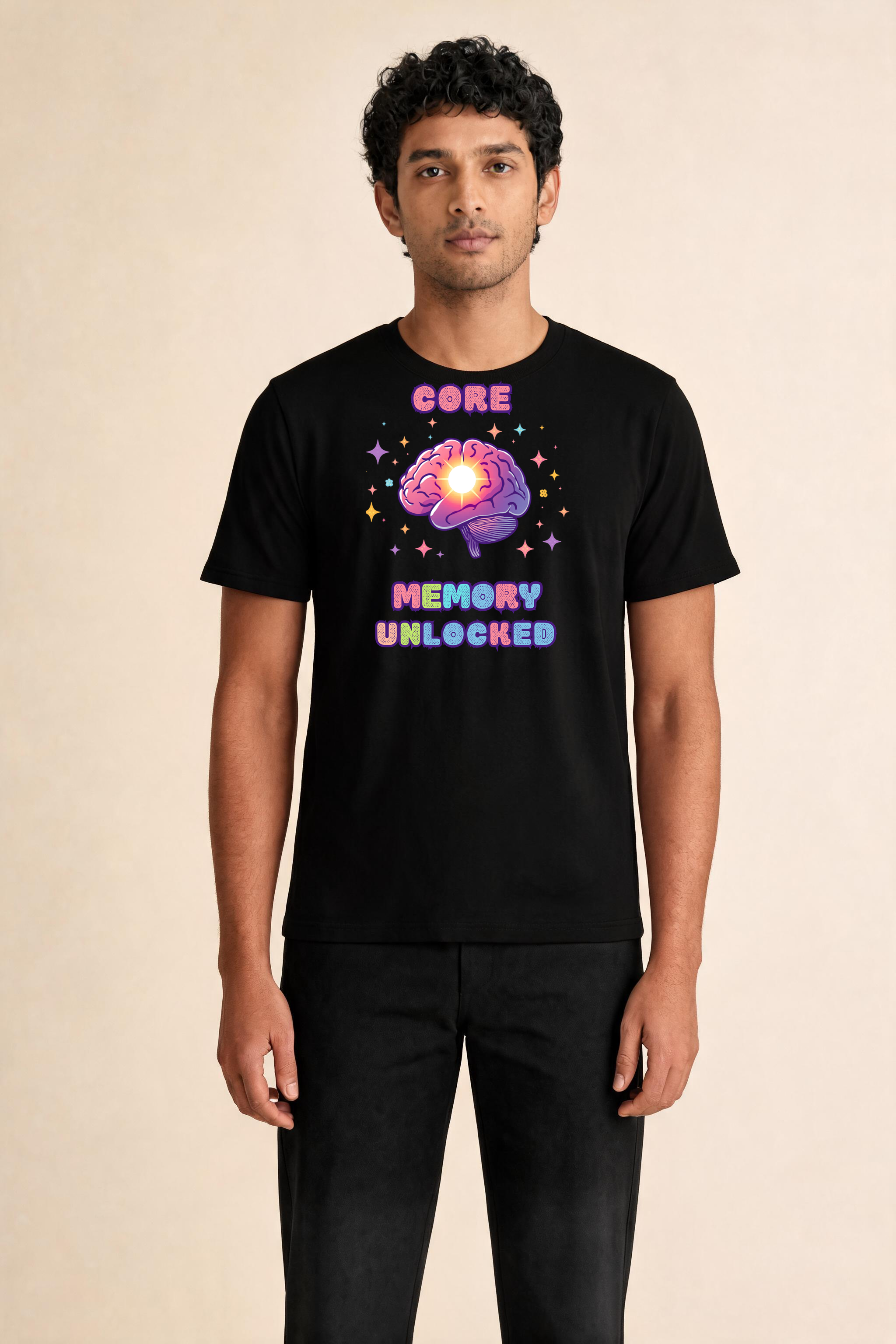 Digital Illustration Core Memory With Radiant Brain Premium Tee — Male Model (Black)