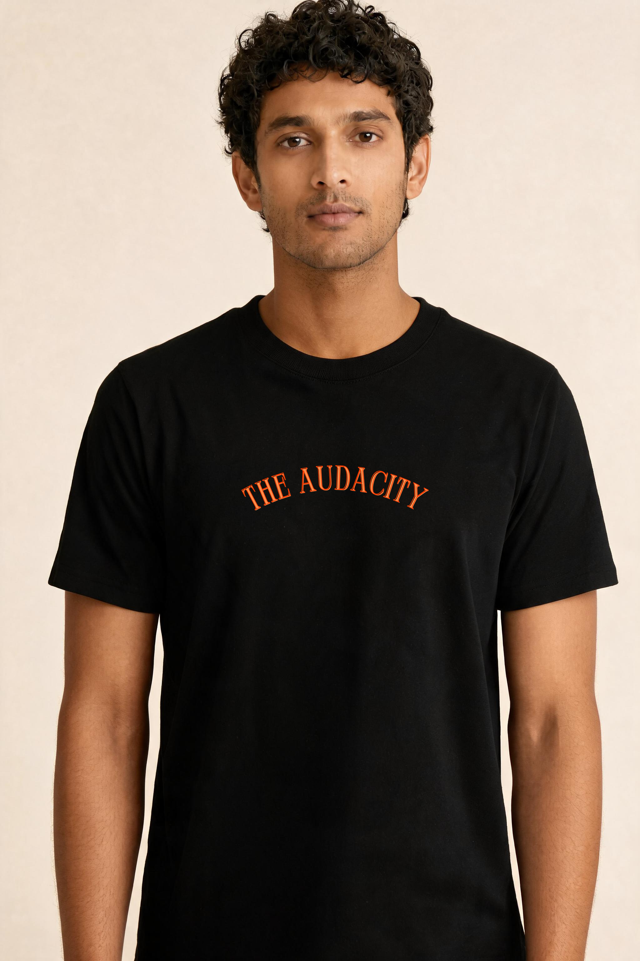The Audacity Premium Tee — Male Model (Black)