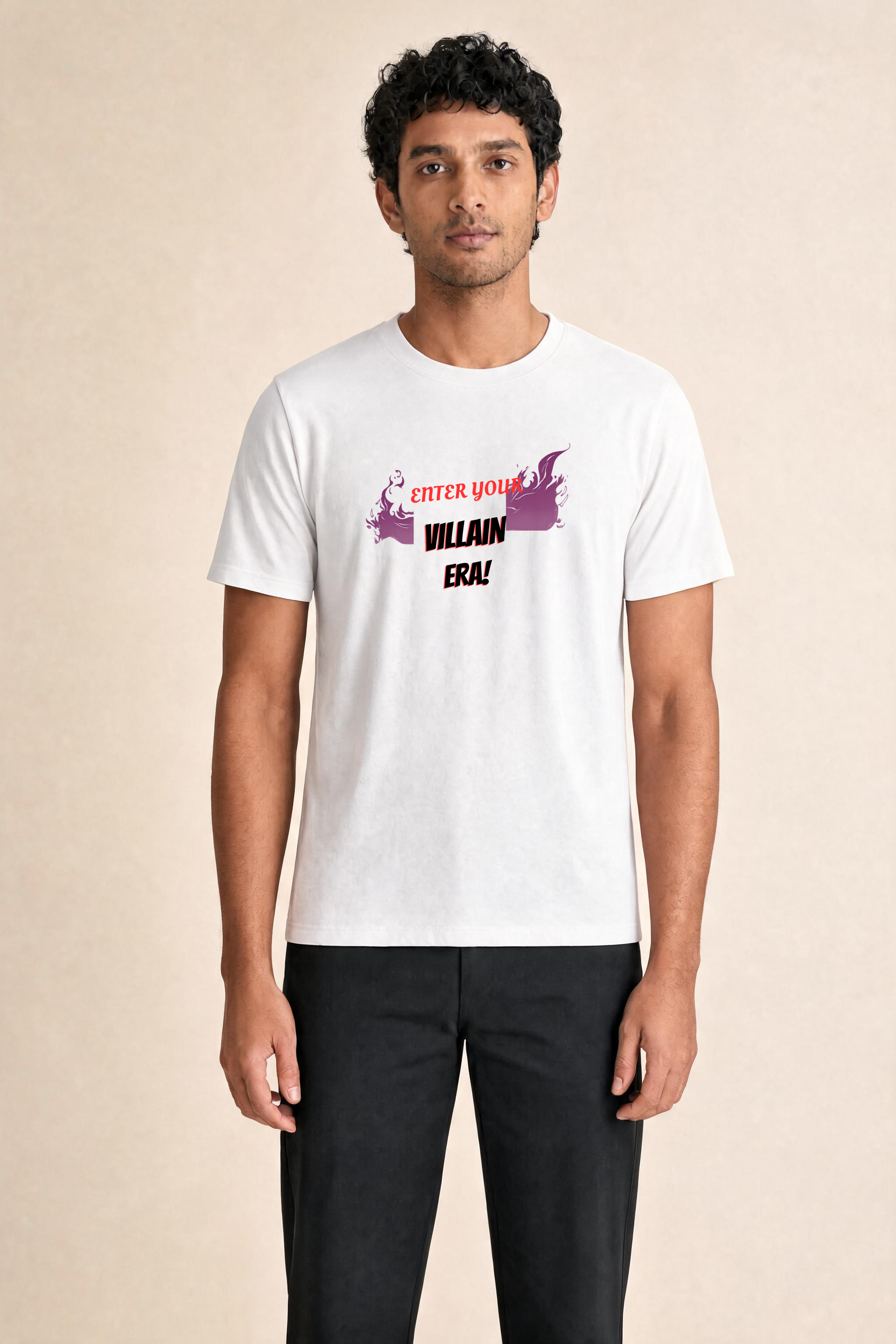 Edgy T Shirt Design With Sharp Typography Premium Tee — Male Model (White)
