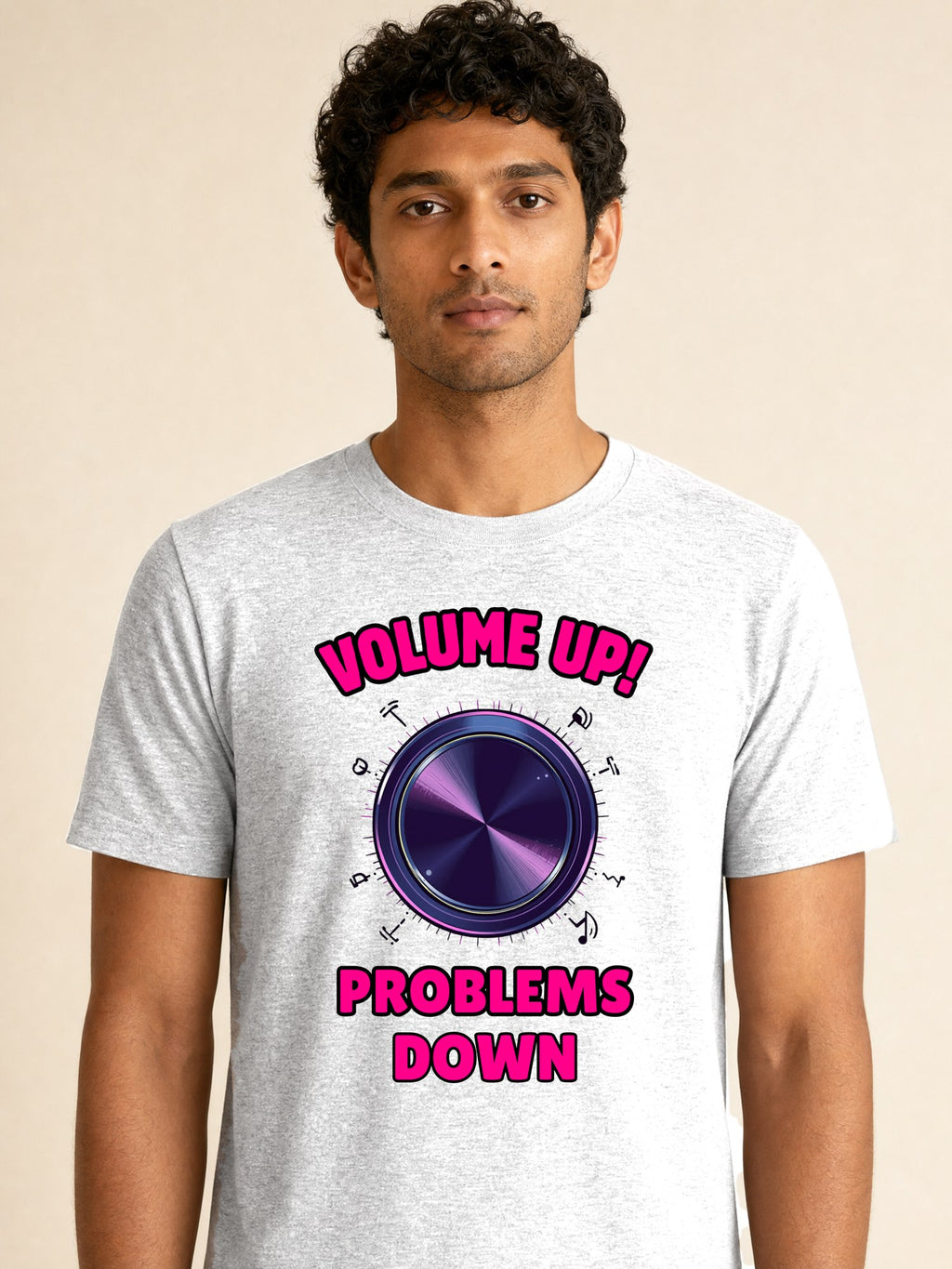 Neon Volume Knob - male model (closeup)