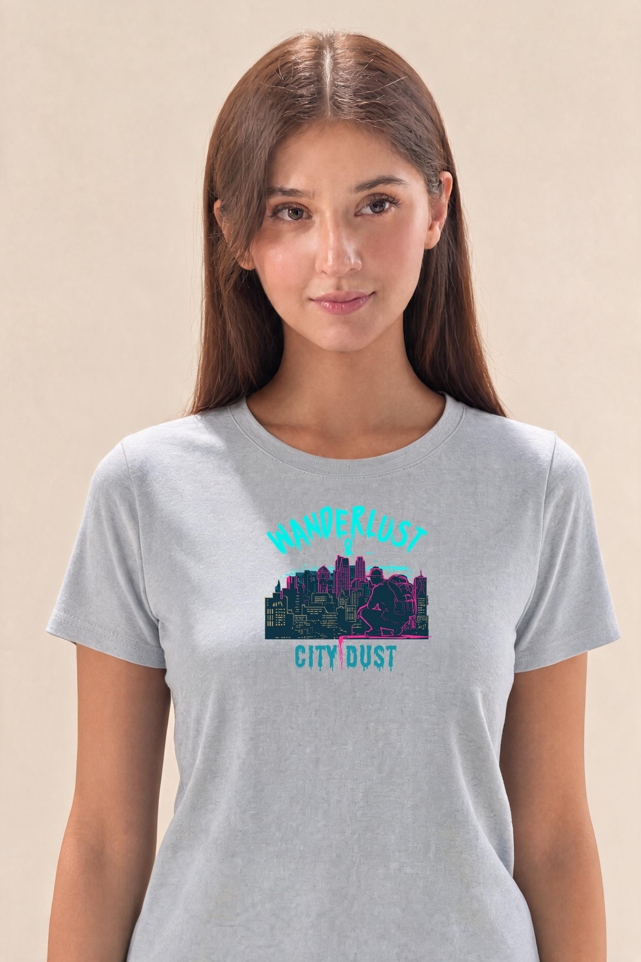 Urban Street Premium Tee — Female Model (Gray)