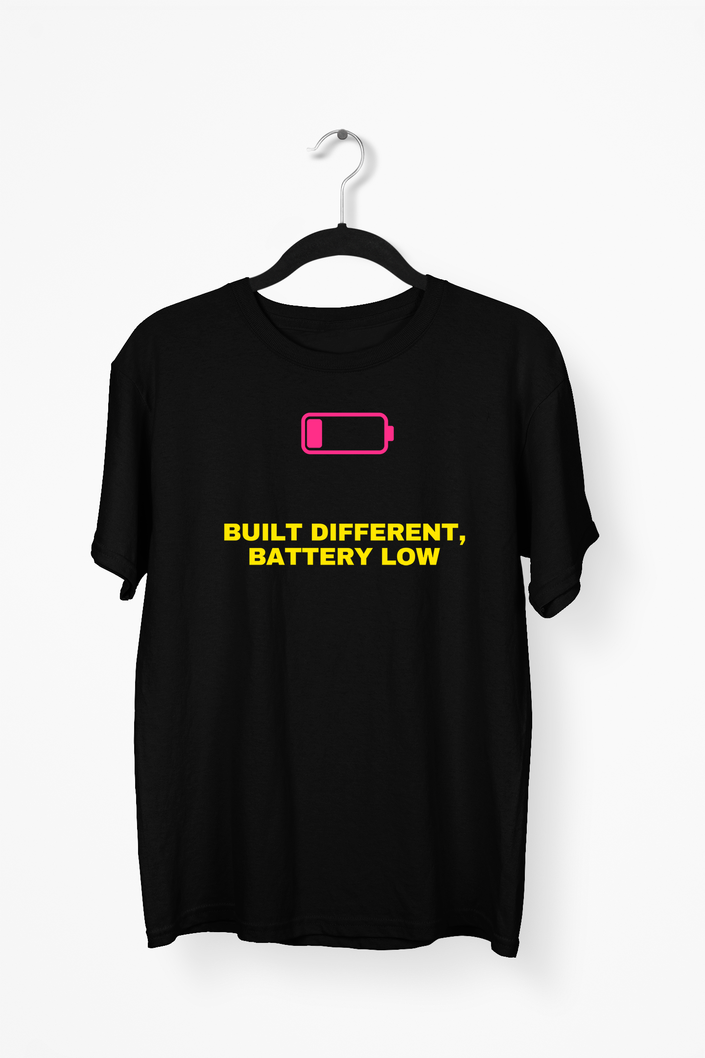 Built Different Battery Low Premium Tee — Black
