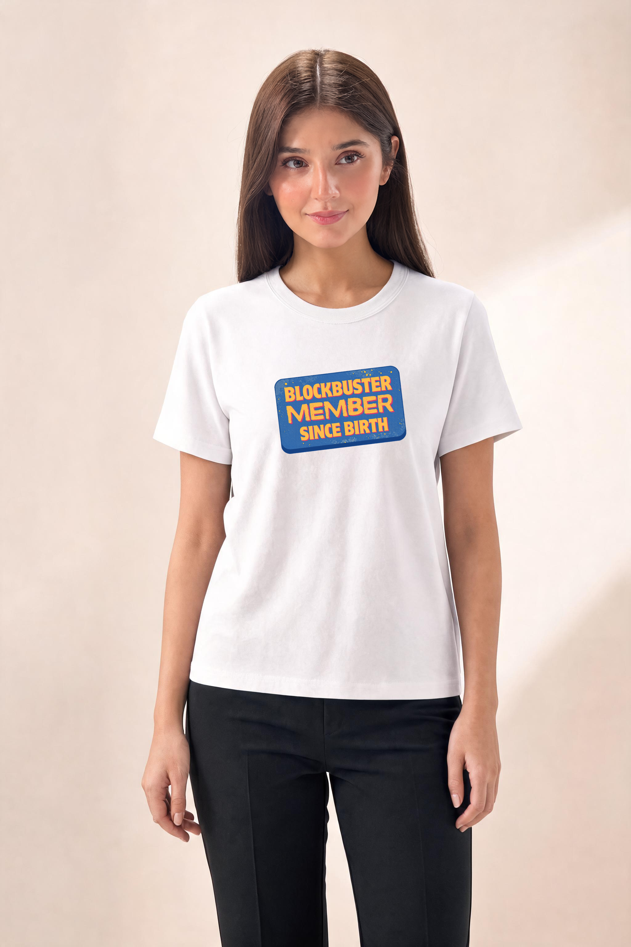 Membership Card Premium Tee — Female Model (White)