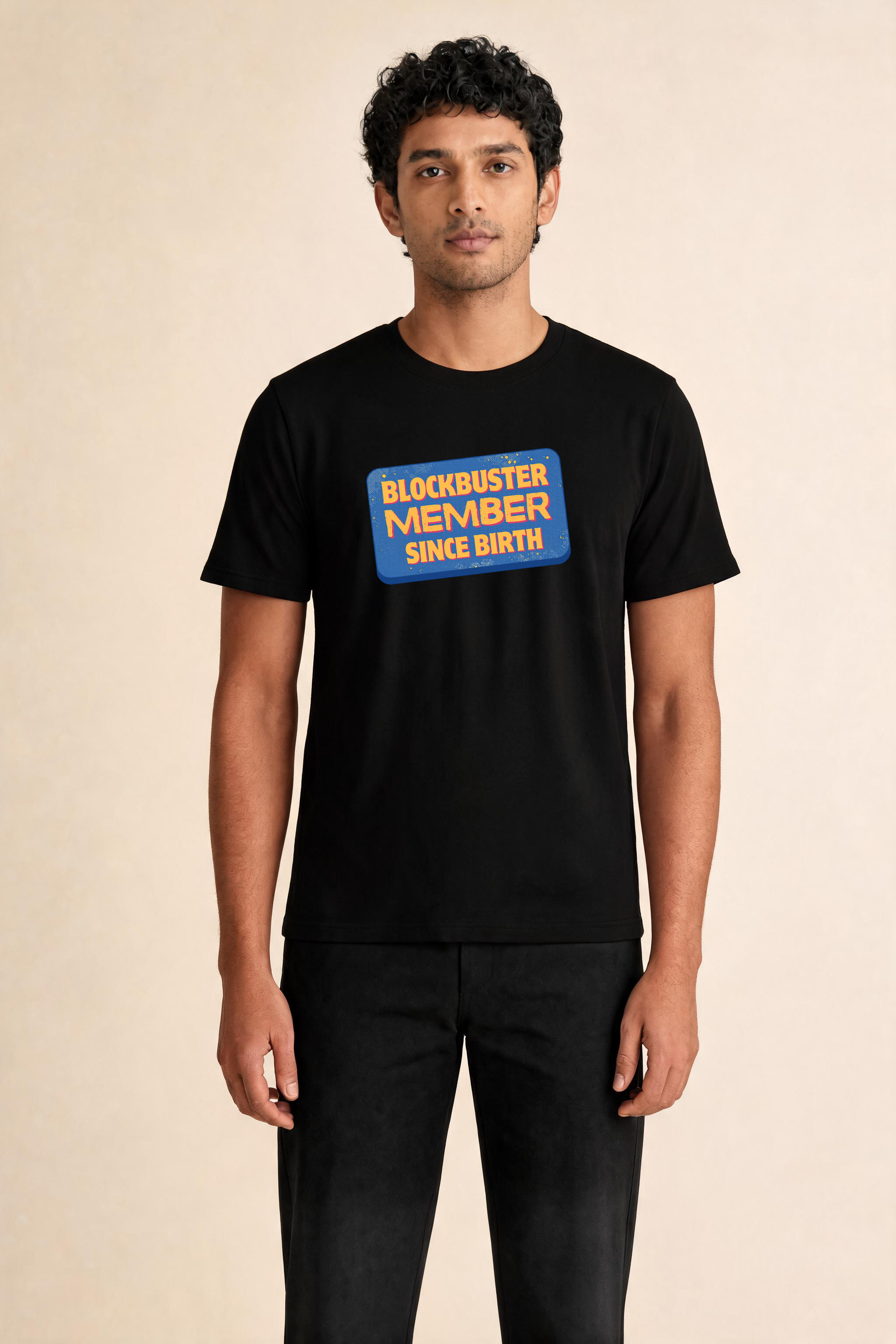 Membership Card Premium Tee — Male Model (Black)