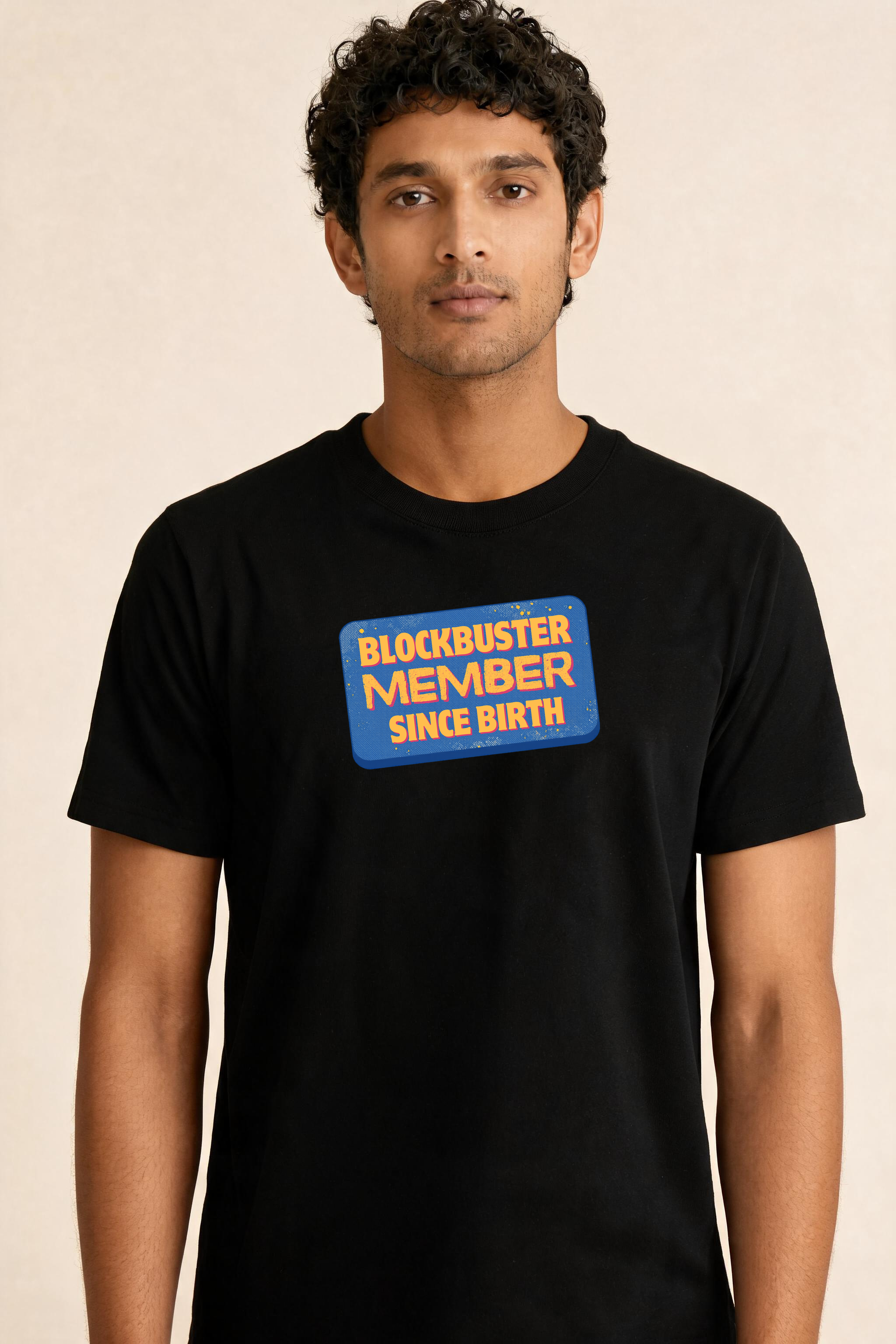 Membership Card Premium Tee — Male Model (Black)