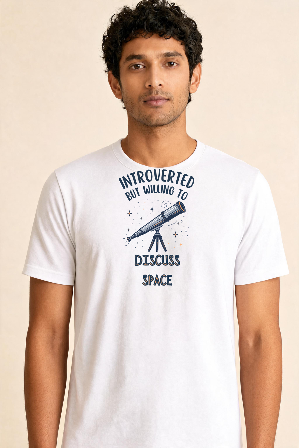 Stargazer Premium Tee — Male Model (White)