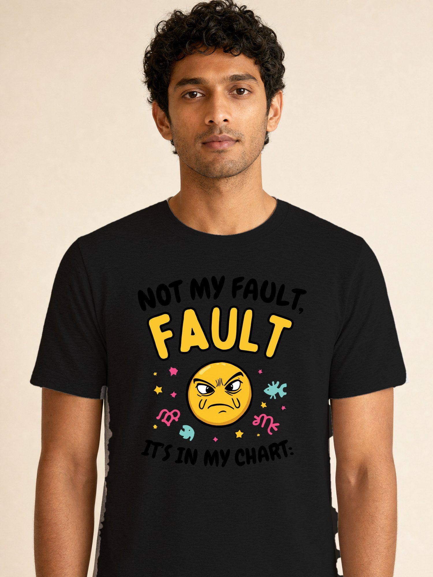 Shrug Emoji - male model (closeup)