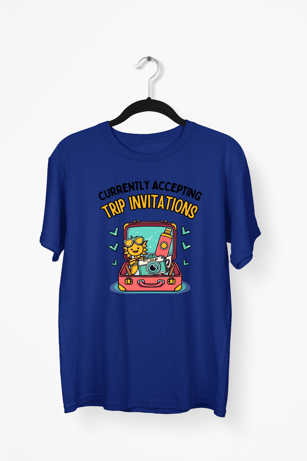 Travel Invitation Premium Tee — Navy Blue