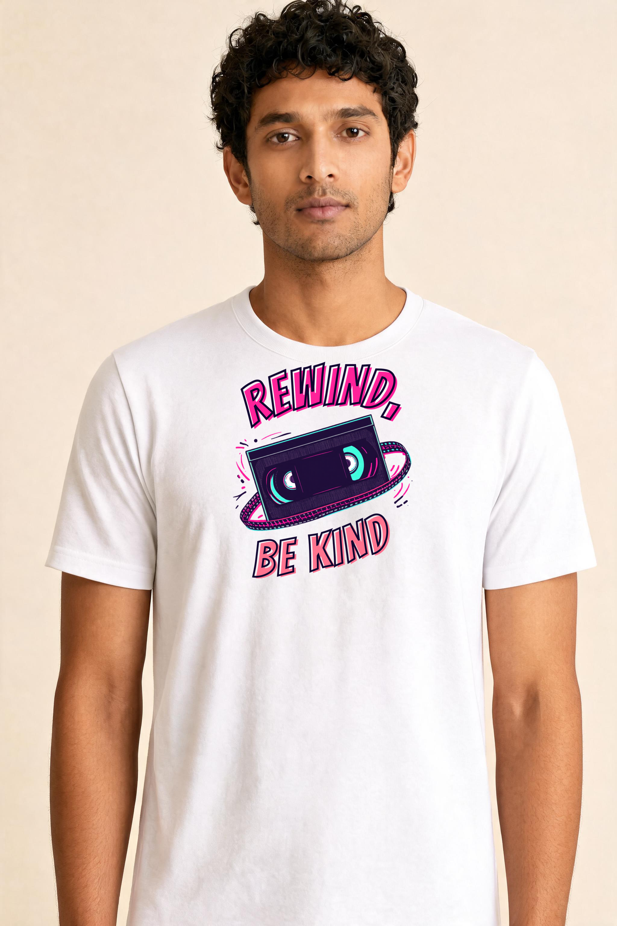 Hand-Drawn Premium Tee — Male Model (White)