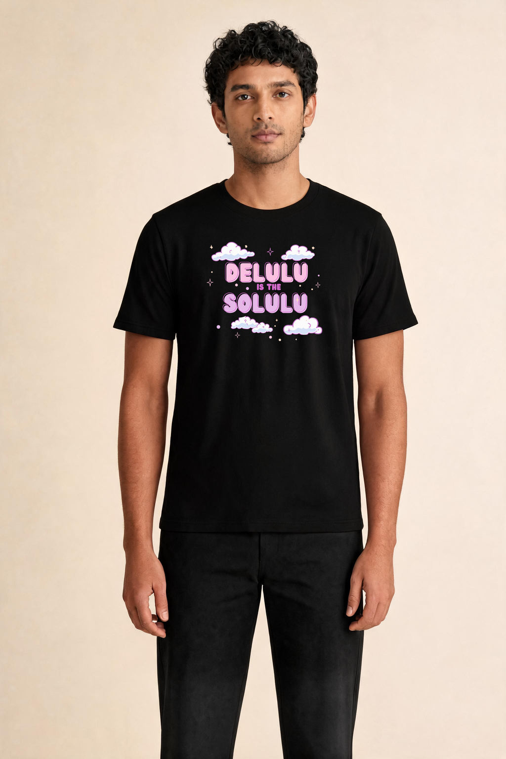 Y2K Premium Tee — Male Model (Black)